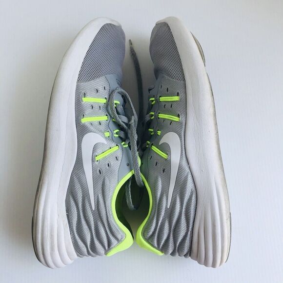 Womens Nike Lunarstelos Running Shoes 844736-007 Light Gray Neon Green Sz 7.5 - Picture 7 of 9